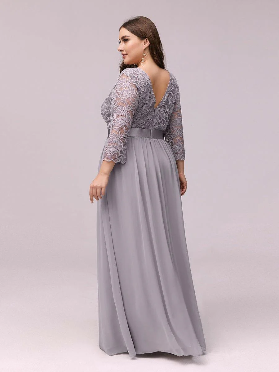 ever FAUN|Elegant Round Neck A Line See-Through Lace Bridesmaid Dress - Image 15