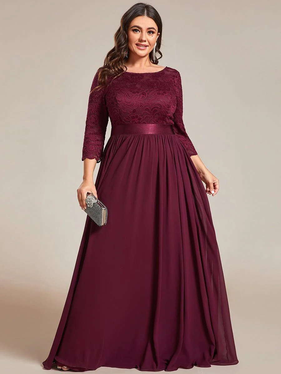 ever FAUN|Elegant Round Neck A Line See-Through Lace Bridesmaid Dress - Image 65