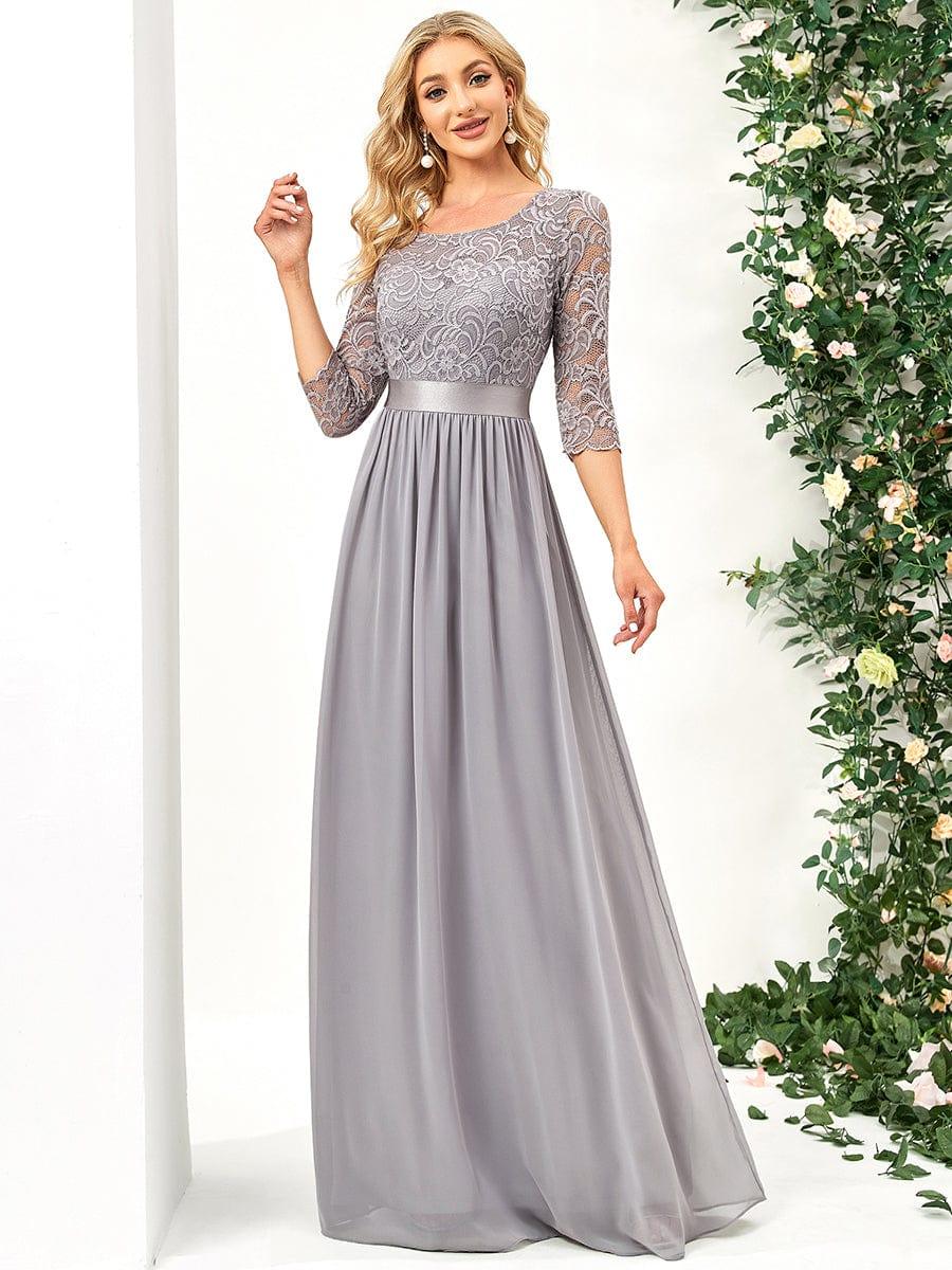 ever FAUN|Elegant Round Neck A Line See-Through Lace Bridesmaid Dress - Image 8