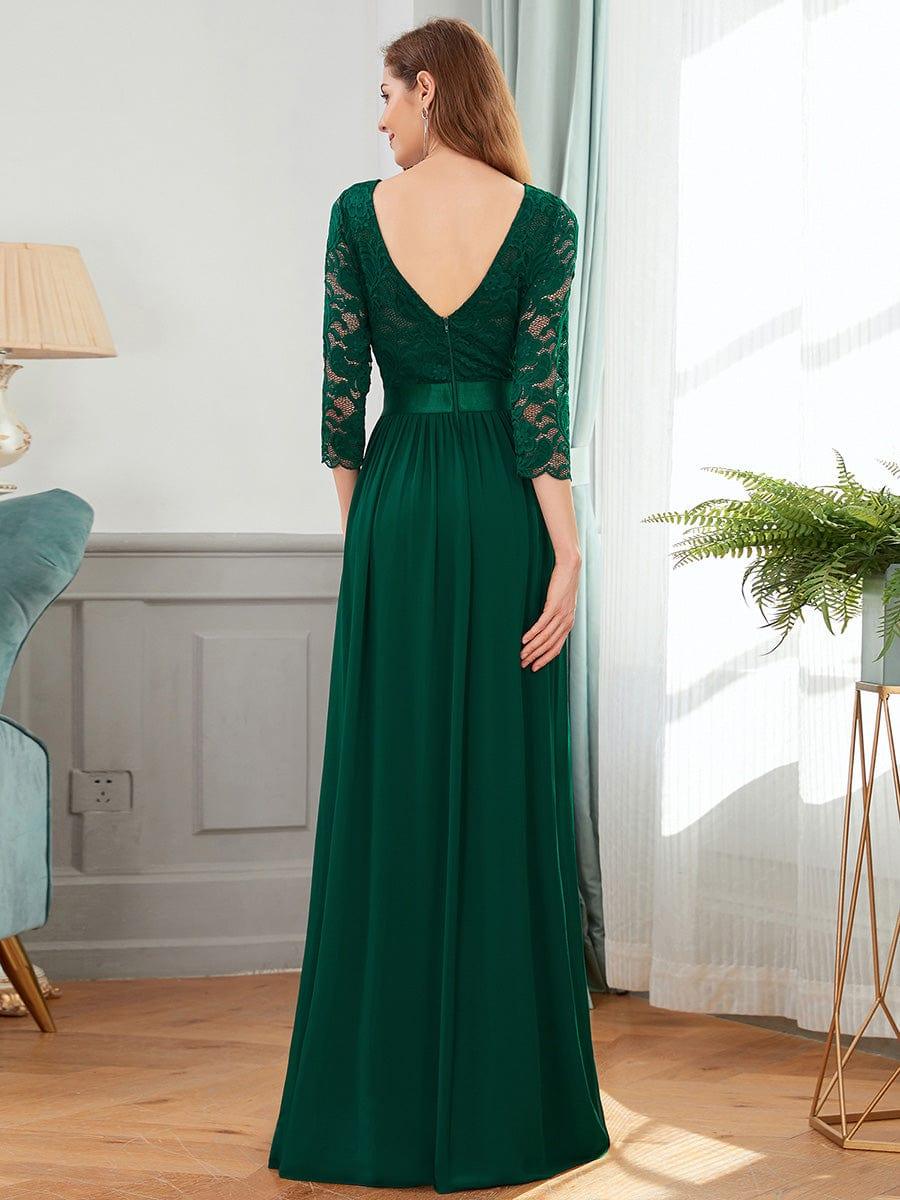 ever FAUN|Elegant Round Neck A Line See-Through Lace Bridesmaid Dress - Image 83