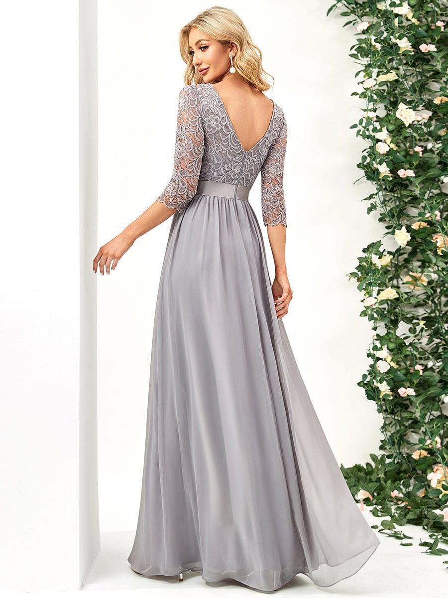 ever FAUN|Elegant Round Neck A Line See-Through Lace Bridesmaid Dress - Image 9