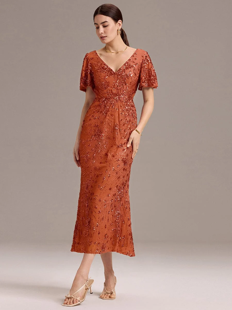 ever PALMER|Sequin Ruffle Sleeve Evening Dress - Image 103