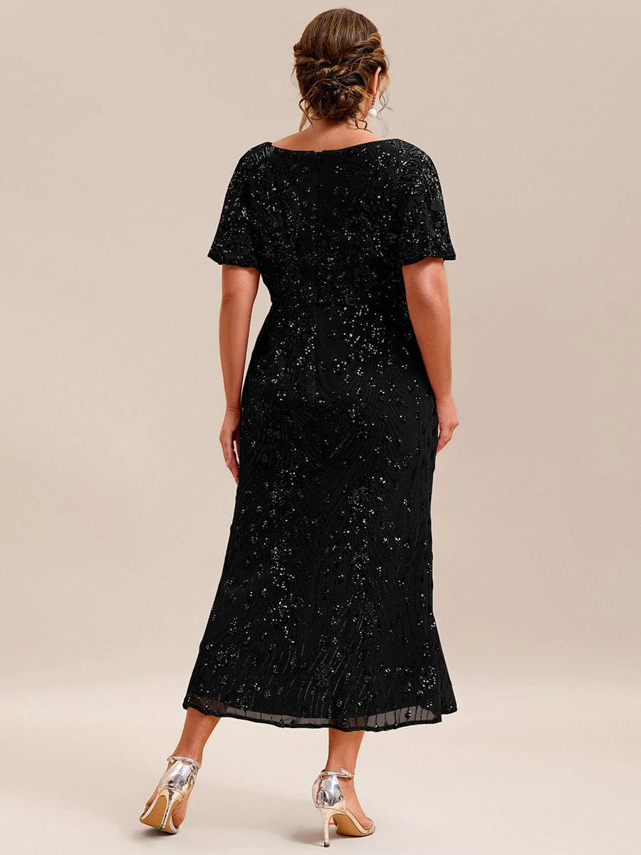 ever PALMER|Sequin Ruffle Sleeve Evening Dress - Image 11