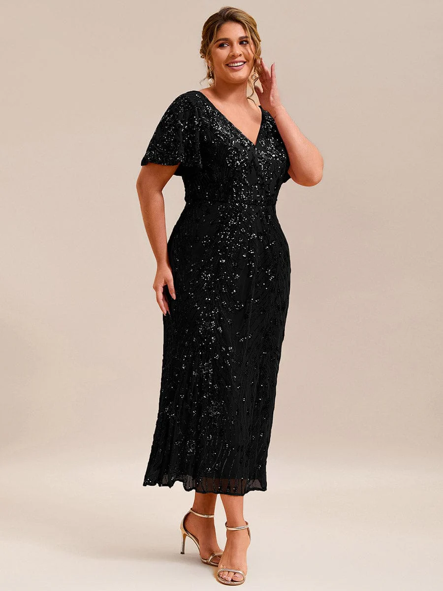 ever PALMER|Sequin Ruffle Sleeve Evening Dress - Image 13
