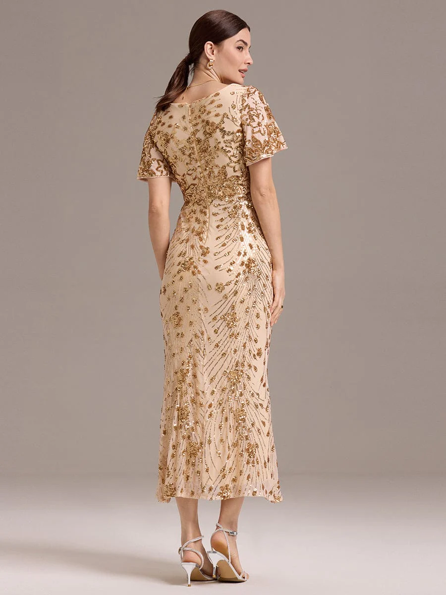 ever PALMER|Sequin Ruffle Sleeve Evening Dress - Image 16