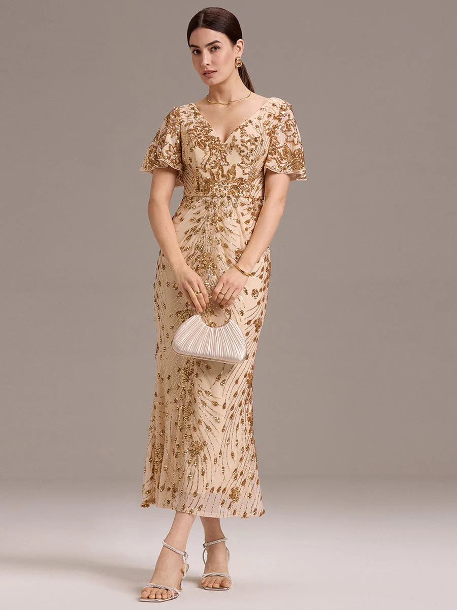 ever PALMER|Sequin Ruffle Sleeve Evening Dress - Image 19