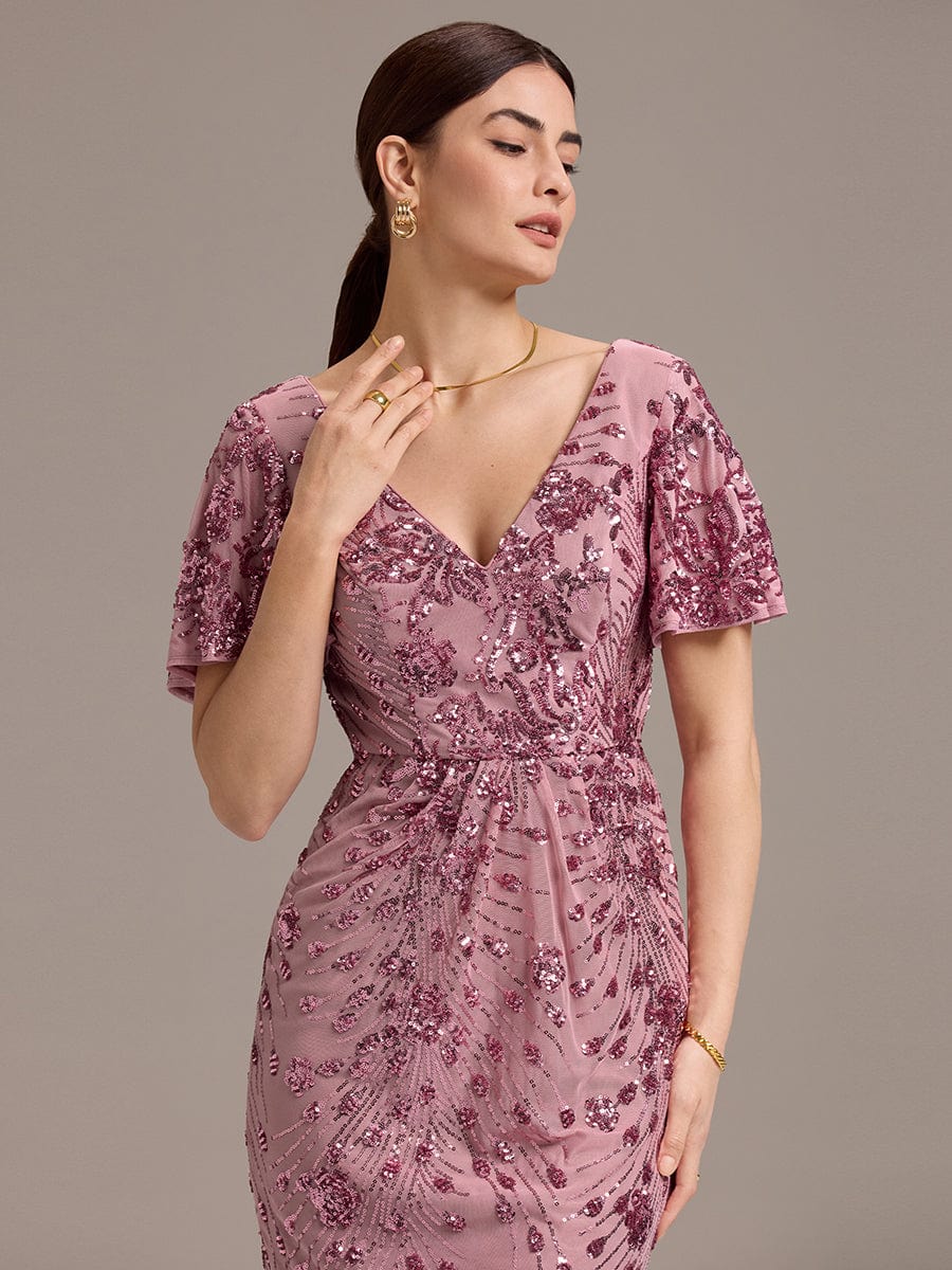 ever PALMER|Sequin Ruffle Sleeve Evening Dress - Image 25