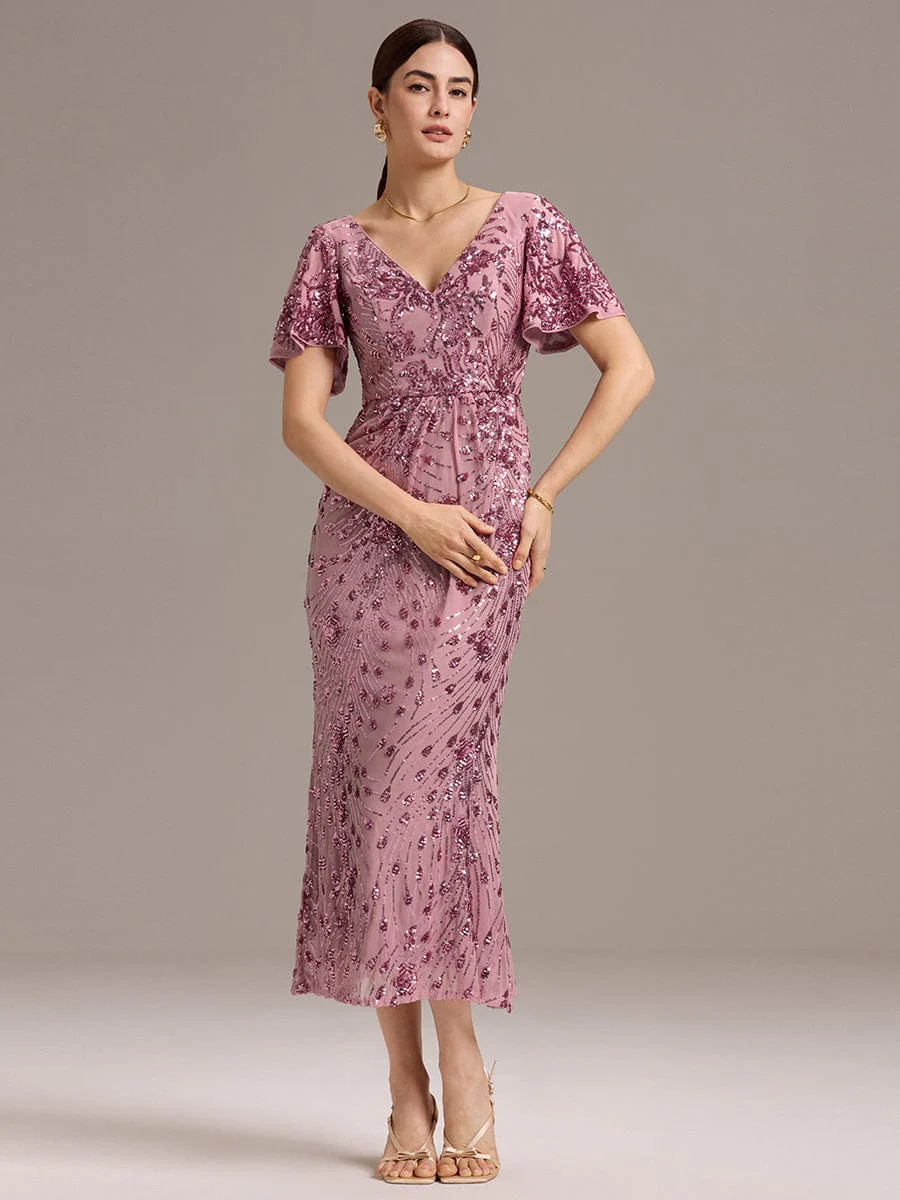 ever PALMER|Sequin Ruffle Sleeve Evening Dress - Image 27