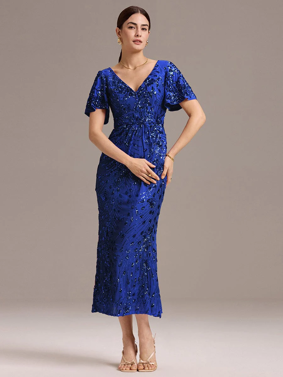 ever PALMER|Sequin Ruffle Sleeve Evening Dress - Image 46