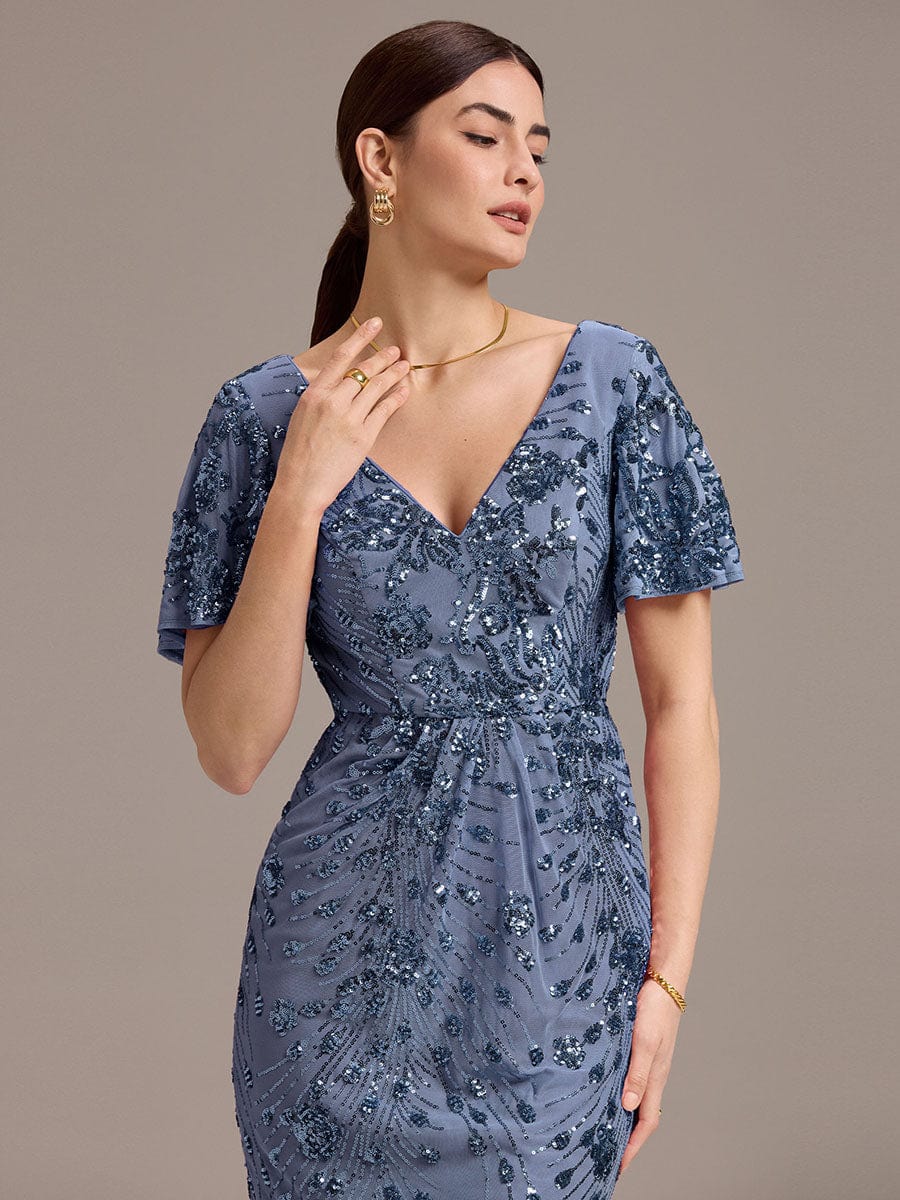 ever PALMER|Sequin Ruffle Sleeve Evening Dress - Image 55