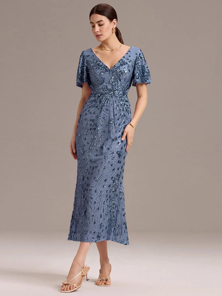 ever PALMER|Sequin Ruffle Sleeve Evening Dress - Image 56