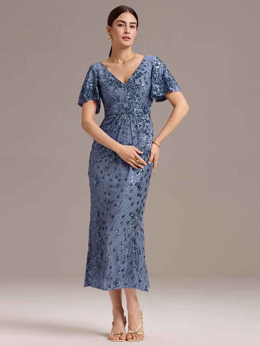 ever PALMER|Sequin Ruffle Sleeve Evening Dress - Image 57