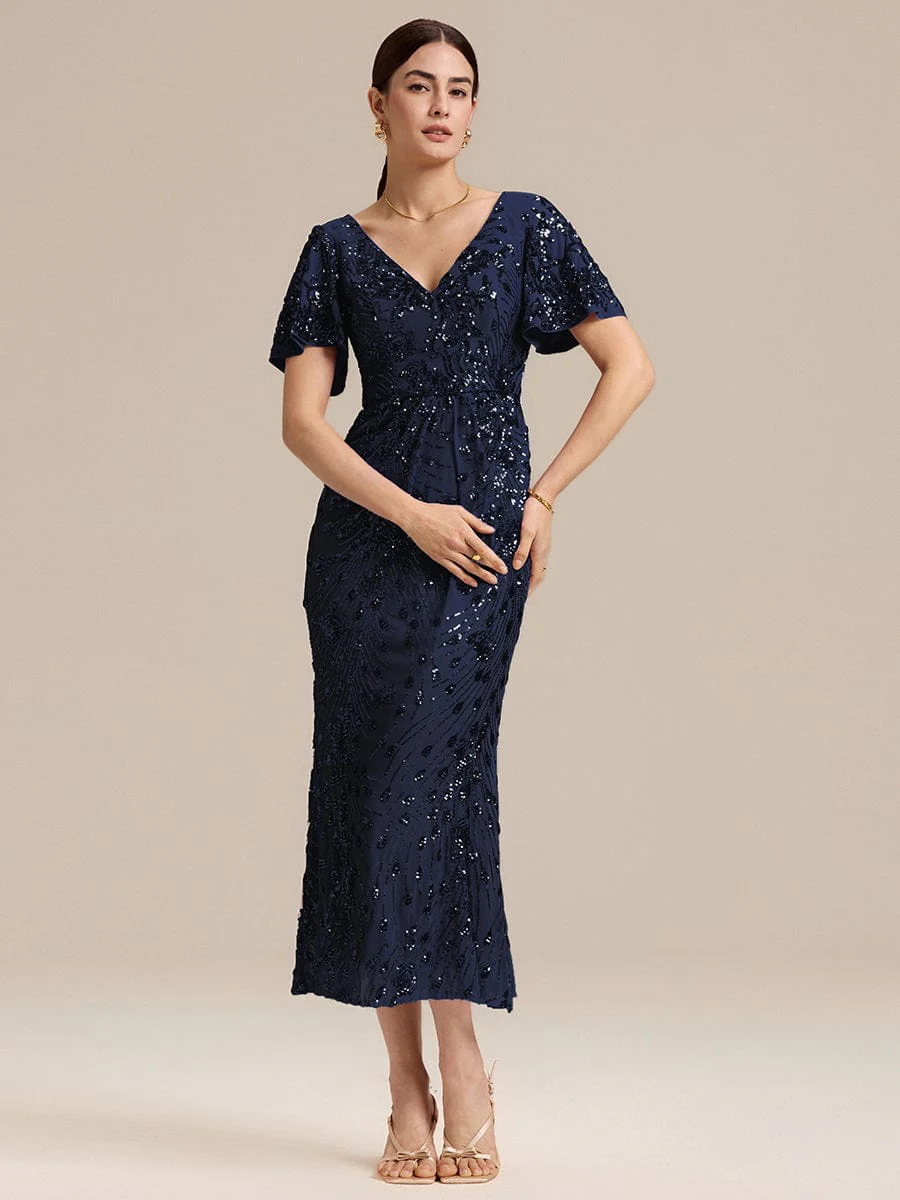 ever PALMER|Sequin Ruffle Sleeve Evening Dress - Image 75
