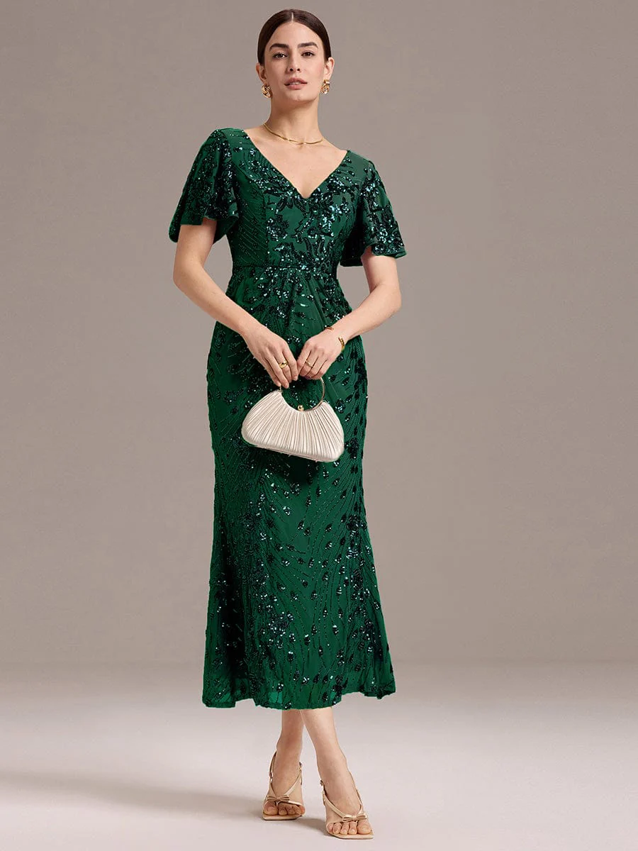 ever PALMER|Sequin Ruffle Sleeve Evening Dress - Image 81