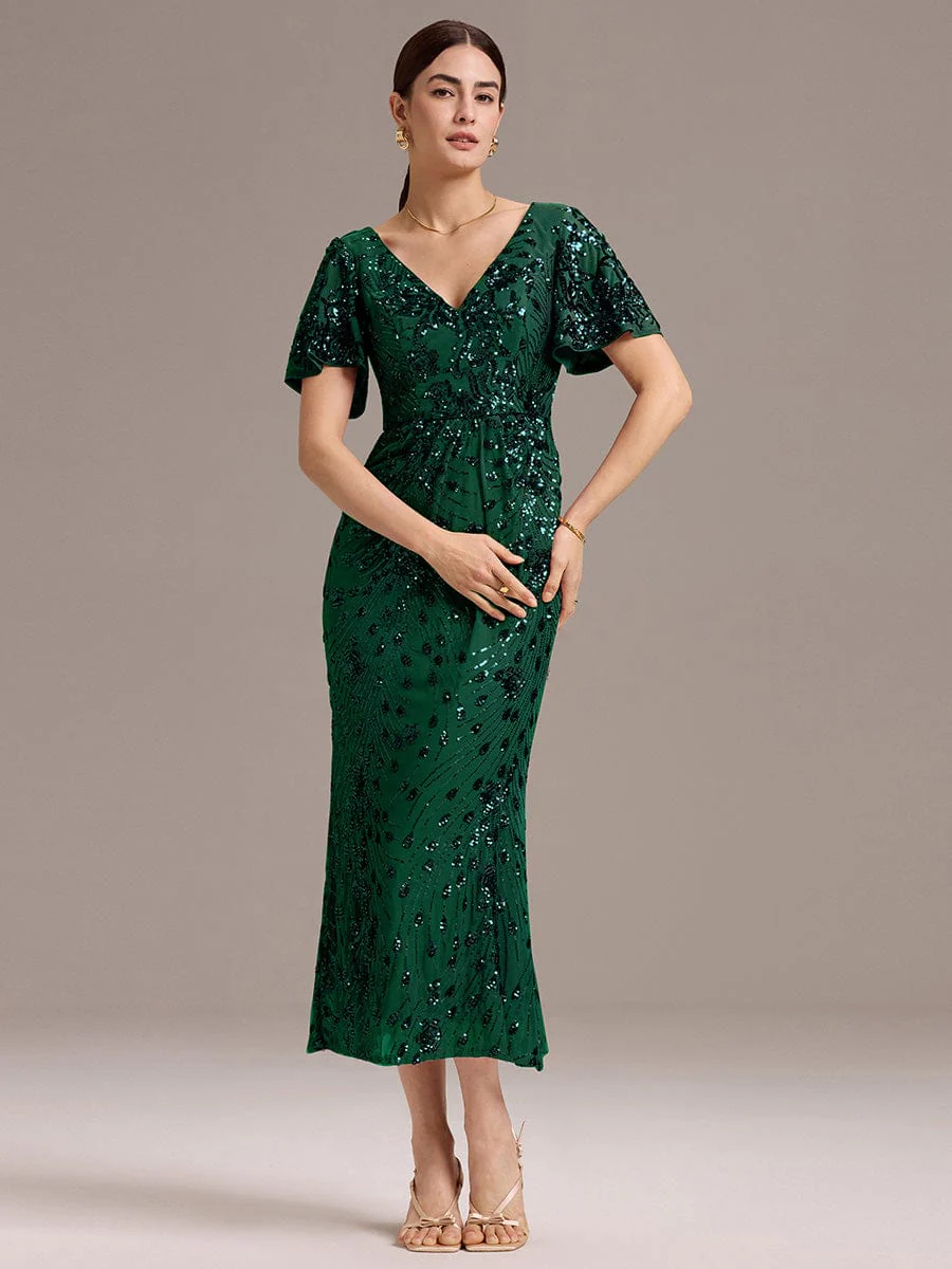 ever PALMER|Sequin Ruffle Sleeve Evening Dress - Image 85