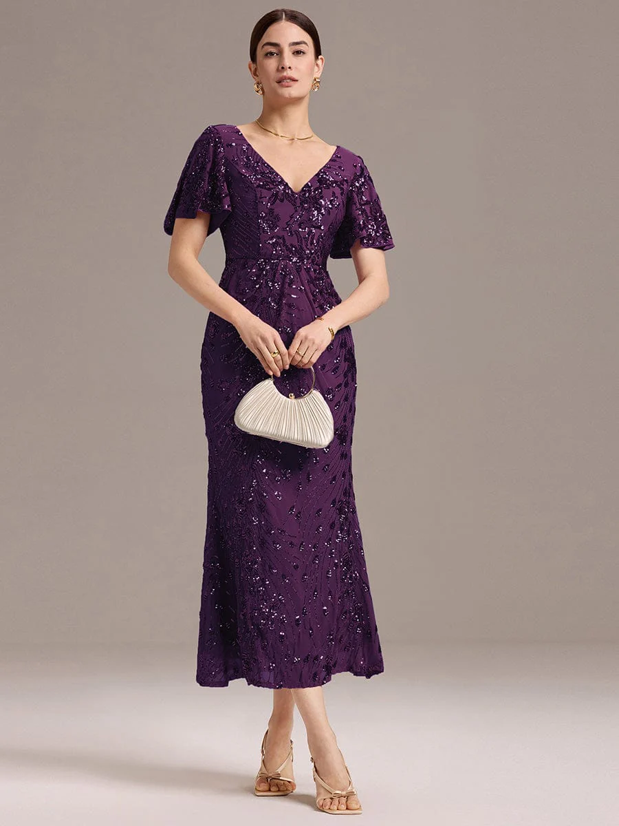 ever PALMER|Sequin Ruffle Sleeve Evening Dress - Image 91