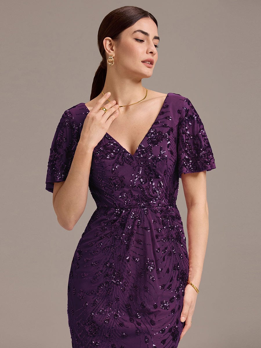 ever PALMER|Sequin Ruffle Sleeve Evening Dress - Image 93