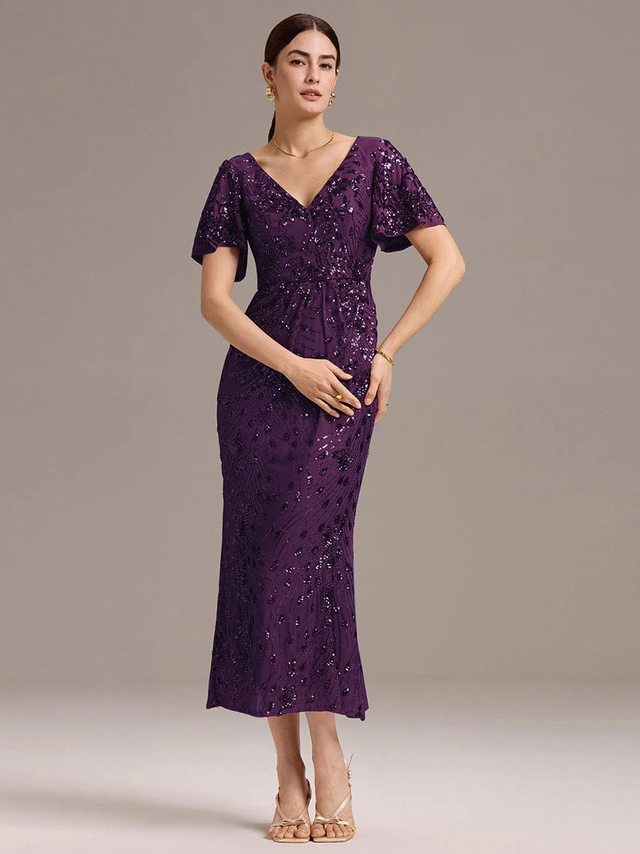 ever PALMER|Sequin Ruffle Sleeve Evening Dress - Image 95