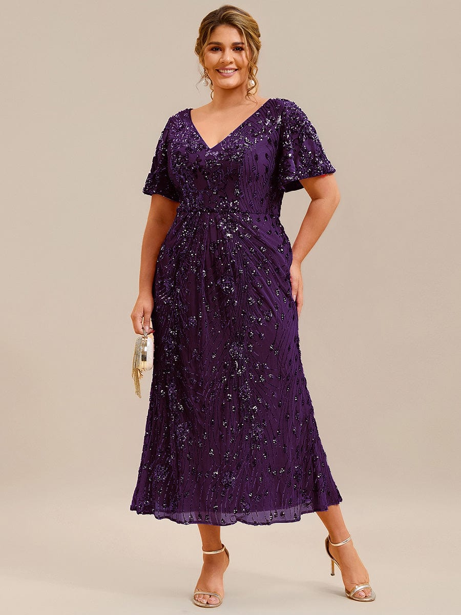 ever PALMER|Sequin Ruffle Sleeve Evening Dress - Image 96