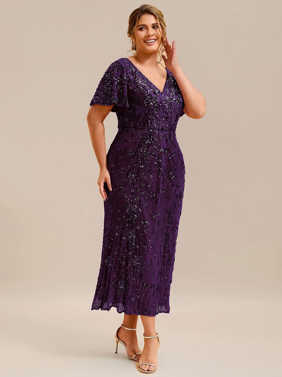 ever PALMER|Sequin Ruffle Sleeve Evening Dress - Image 99
