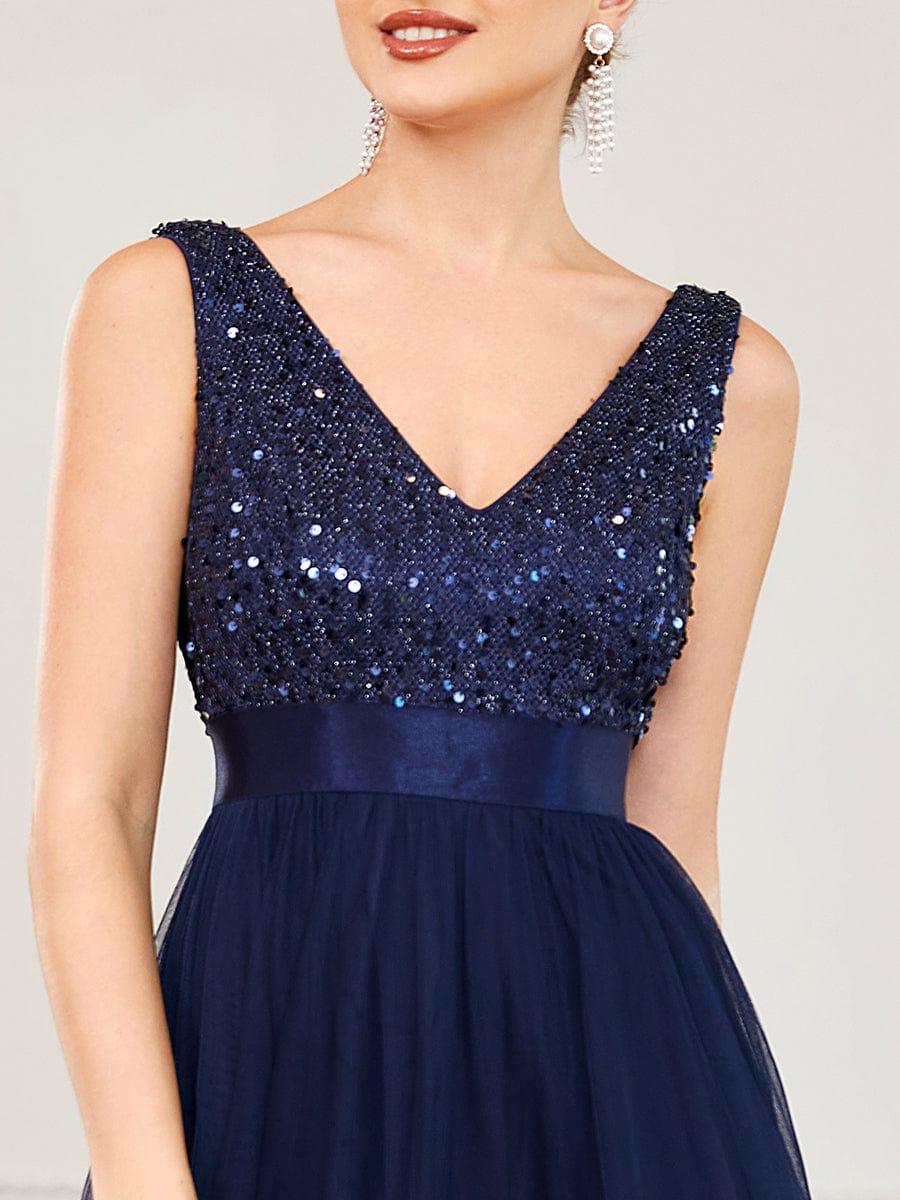 ever CALLIE|Sequin V-Neck Sleeveless High Low Evening Dress - Image 14