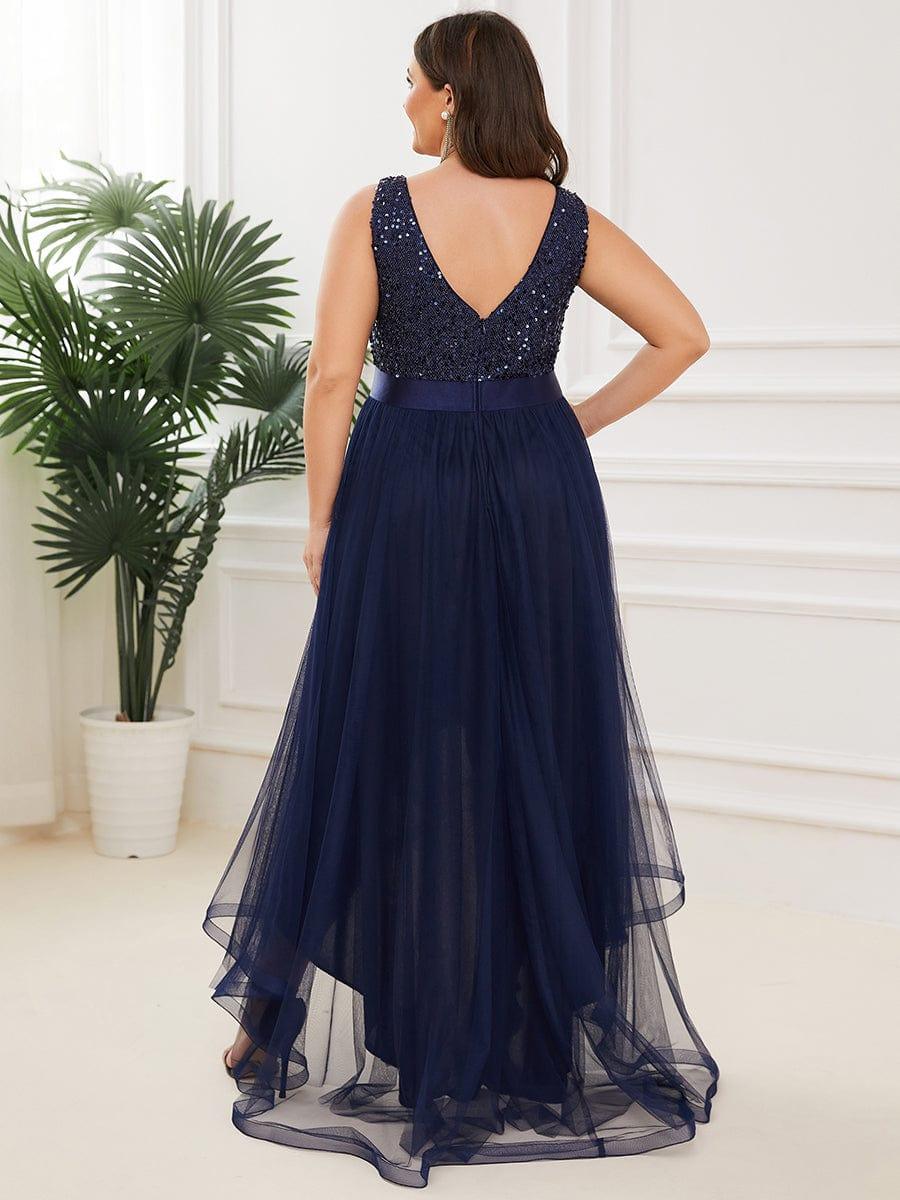 ever CALLIE|Sequin V-Neck Sleeveless High Low Evening Dress - Image 17