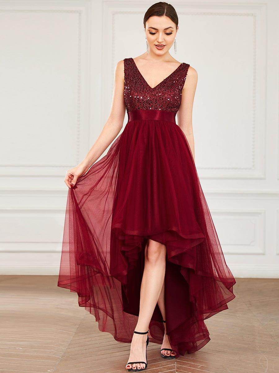 ever CALLIE|Sequin V-Neck Sleeveless High Low Evening Dress - Image 22