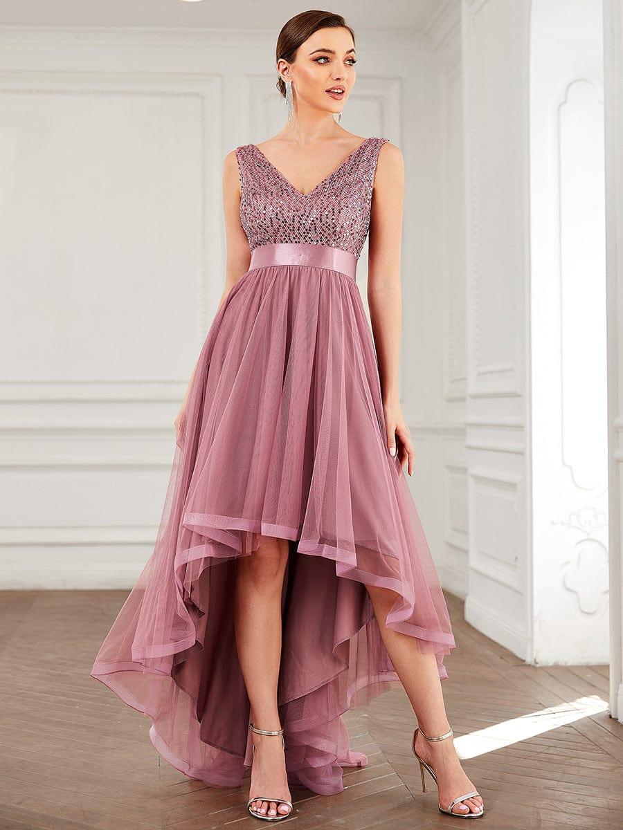 ever CALLIE|Sequin V-Neck Sleeveless High Low Evening Dress - Image 27