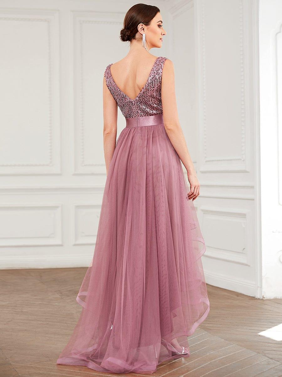 ever CALLIE|Sequin V-Neck Sleeveless High Low Evening Dress - Image 28