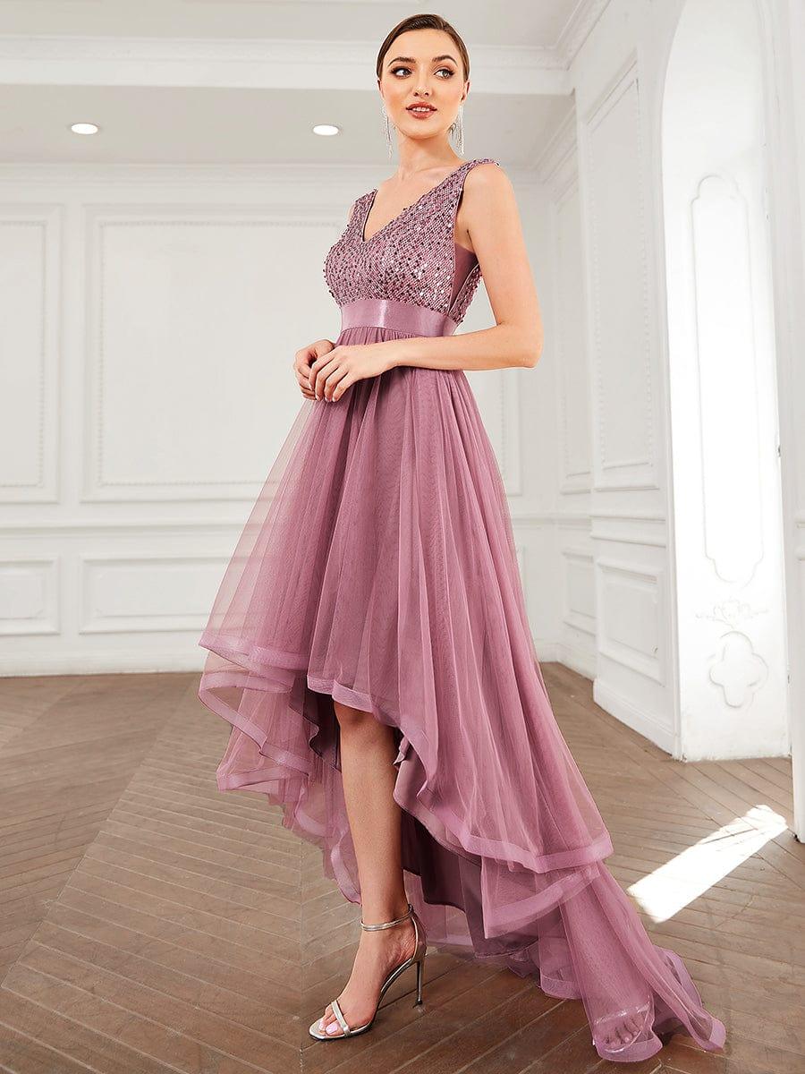 ever CALLIE|Sequin V-Neck Sleeveless High Low Evening Dress - Image 29