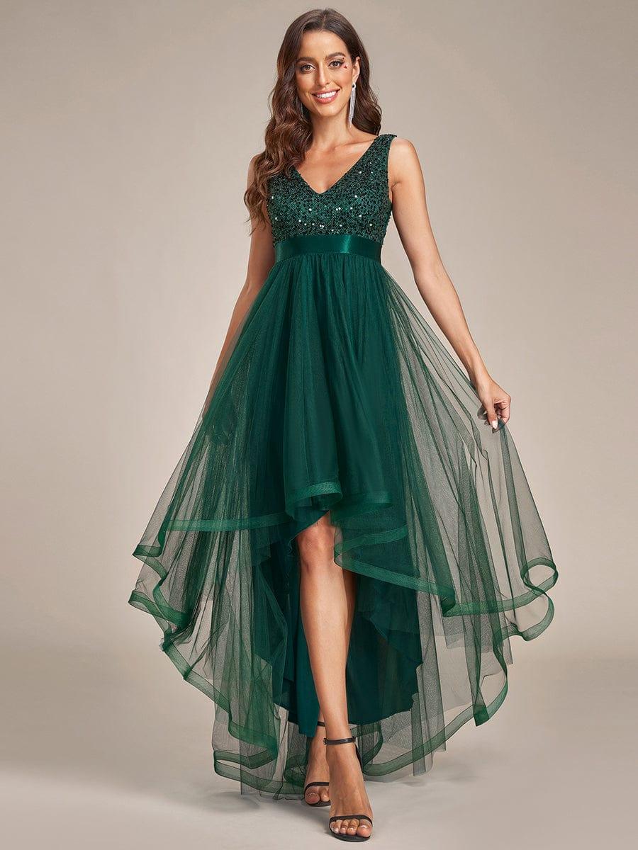 ever CALLIE|Sequin V-Neck Sleeveless High Low Evening Dress - Image 3