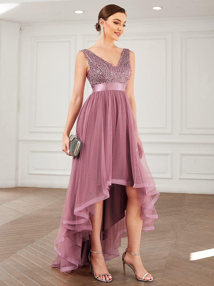ever CALLIE|Sequin V-Neck Sleeveless High Low Evening Dress - Image 31