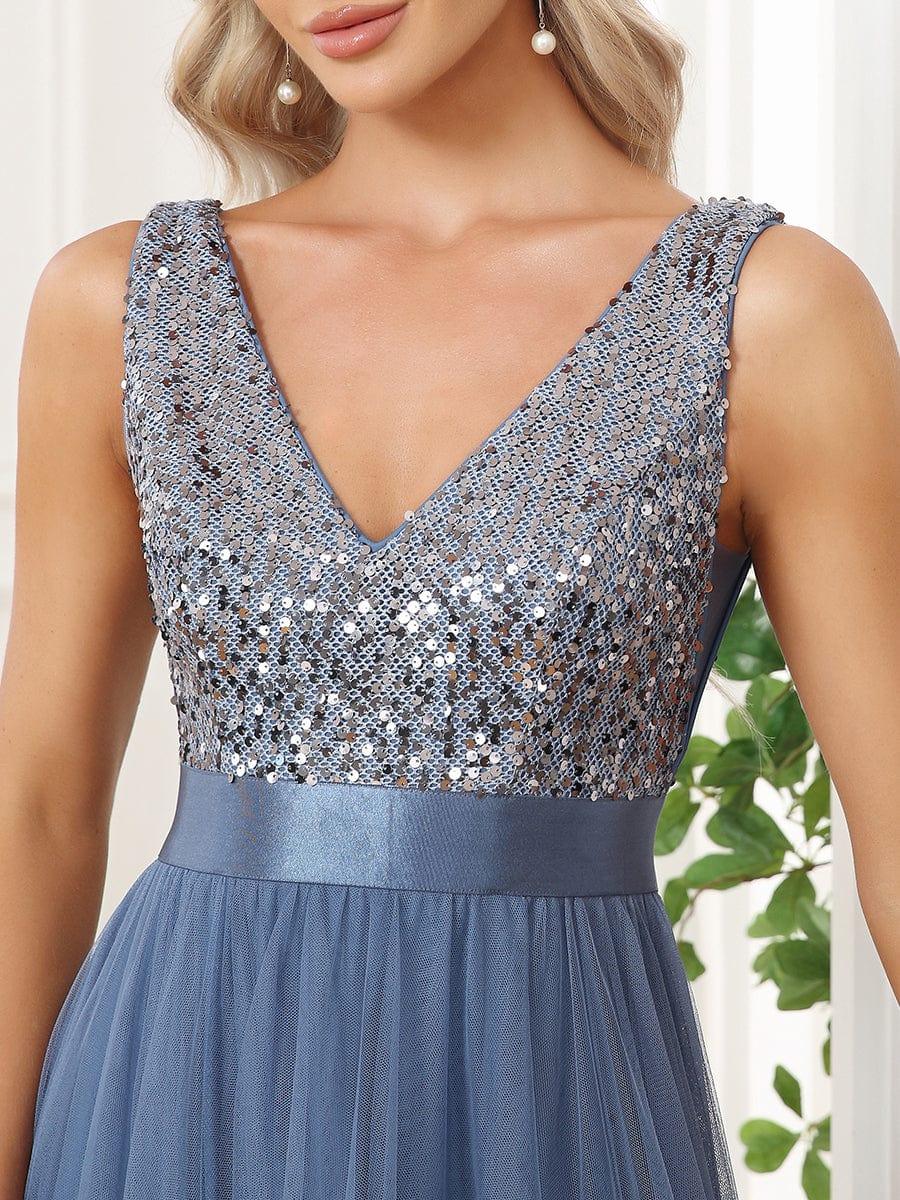 ever CALLIE|Sequin V-Neck Sleeveless High Low Evening Dress - Image 39