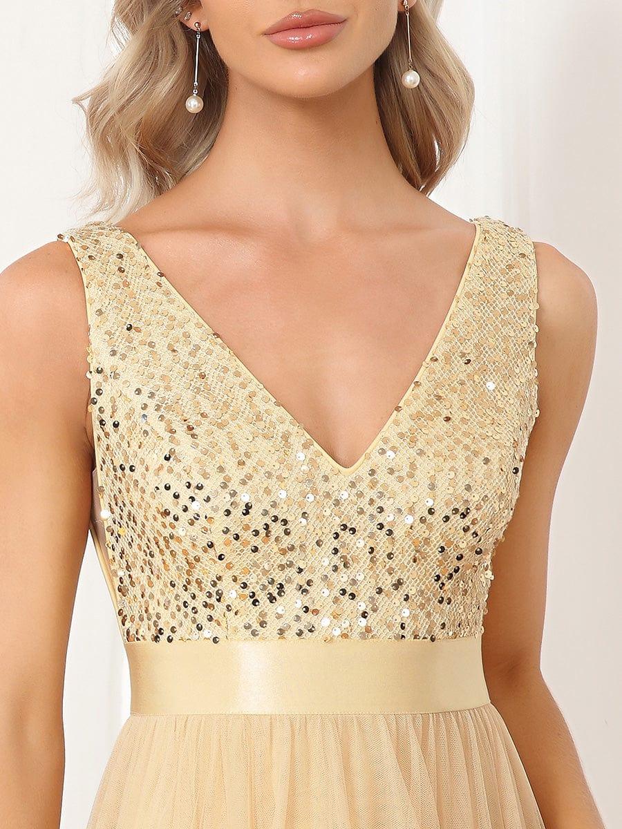 ever CALLIE|Sequin V-Neck Sleeveless High Low Evening Dress - Image 48