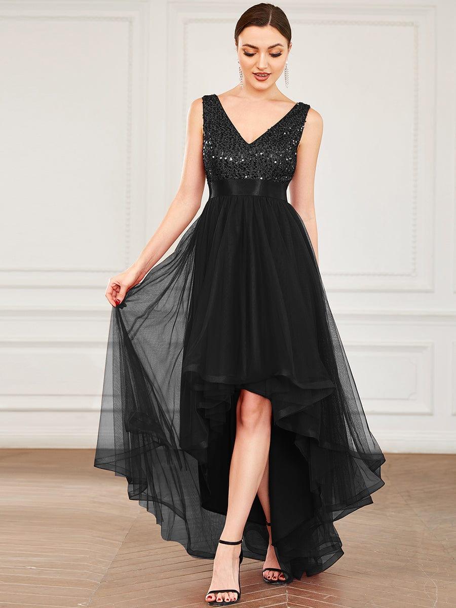 ever CALLIE|Sequin V-Neck Sleeveless High Low Evening Dress - Image 54