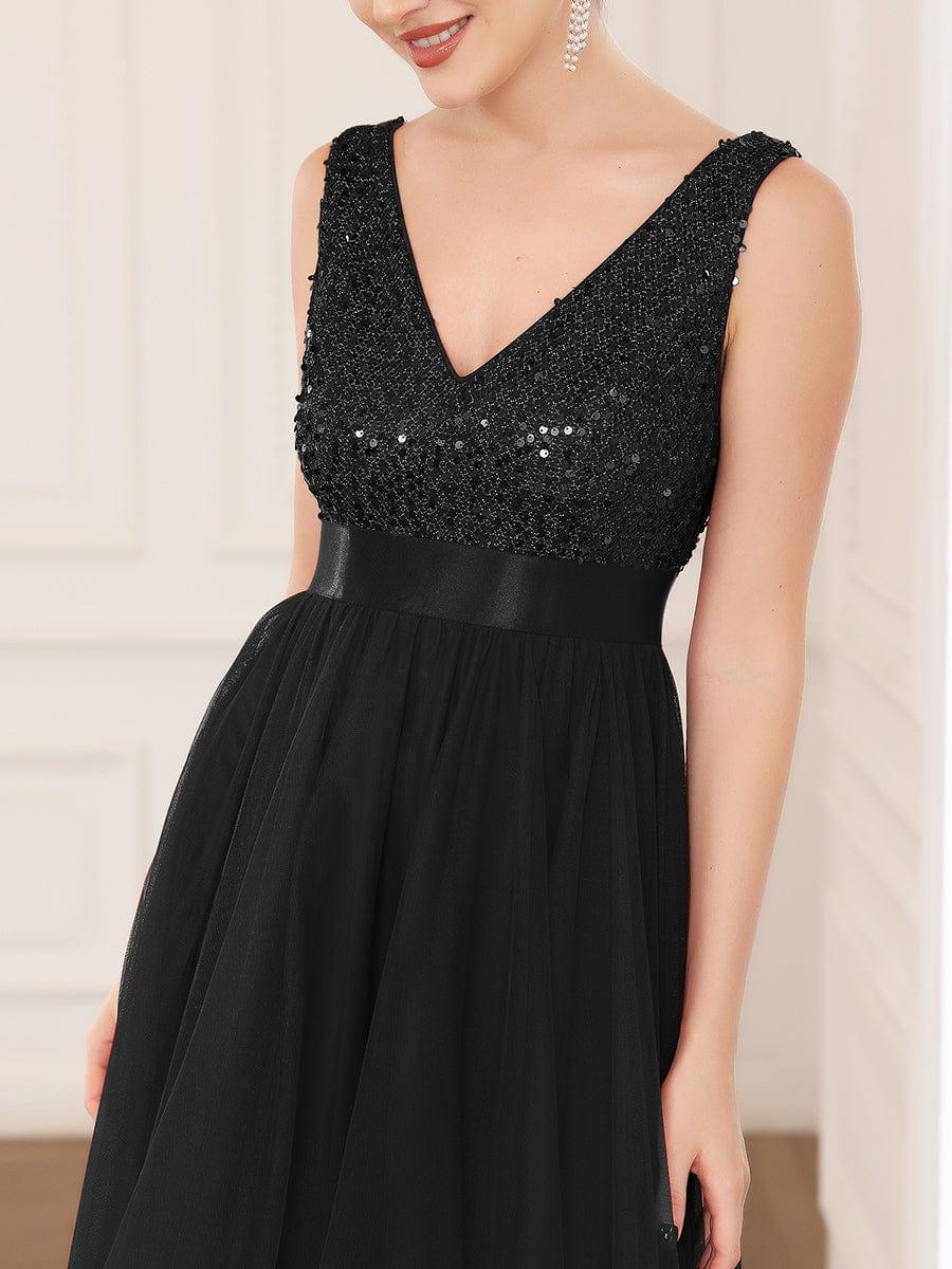 ever CALLIE|Sequin V-Neck Sleeveless High Low Evening Dress - Image 58