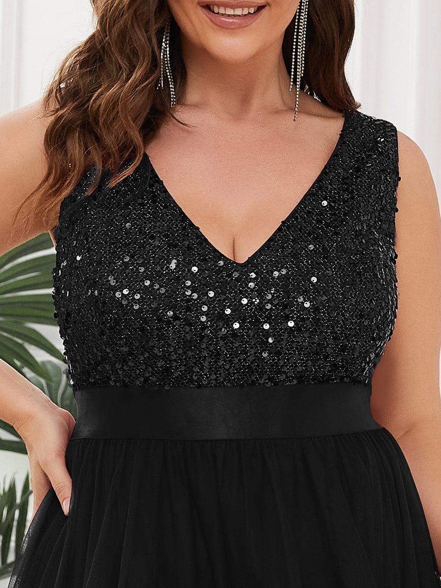 ever CALLIE|Sequin V-Neck Sleeveless High Low Evening Dress - Image 63
