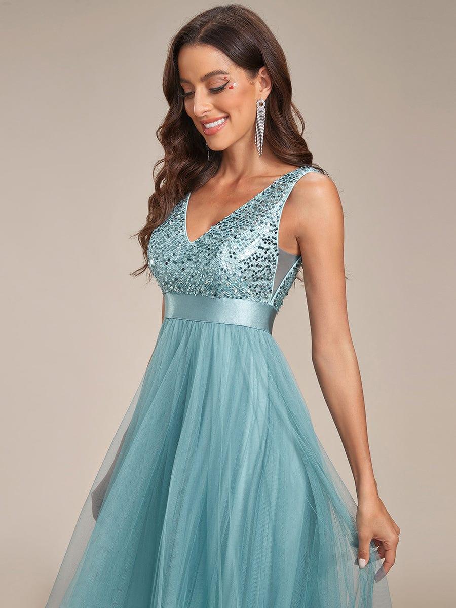 ever CALLIE|Sequin V-Neck Sleeveless High Low Evening Dress - Image 66