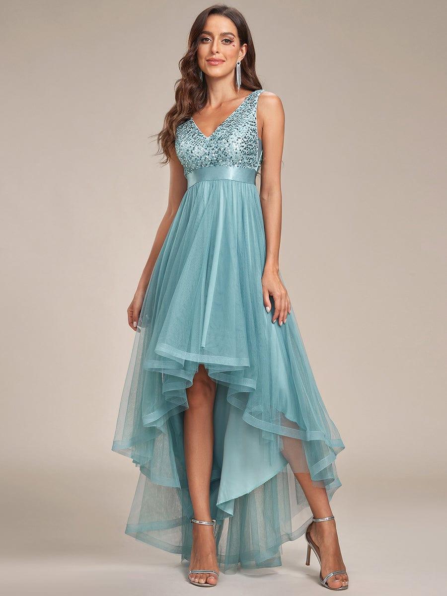 ever CALLIE|Sequin V-Neck Sleeveless High Low Evening Dress - Image 67
