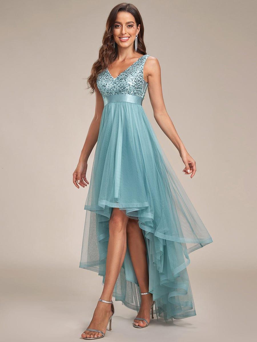 ever CALLIE|Sequin V-Neck Sleeveless High Low Evening Dress - Image 68