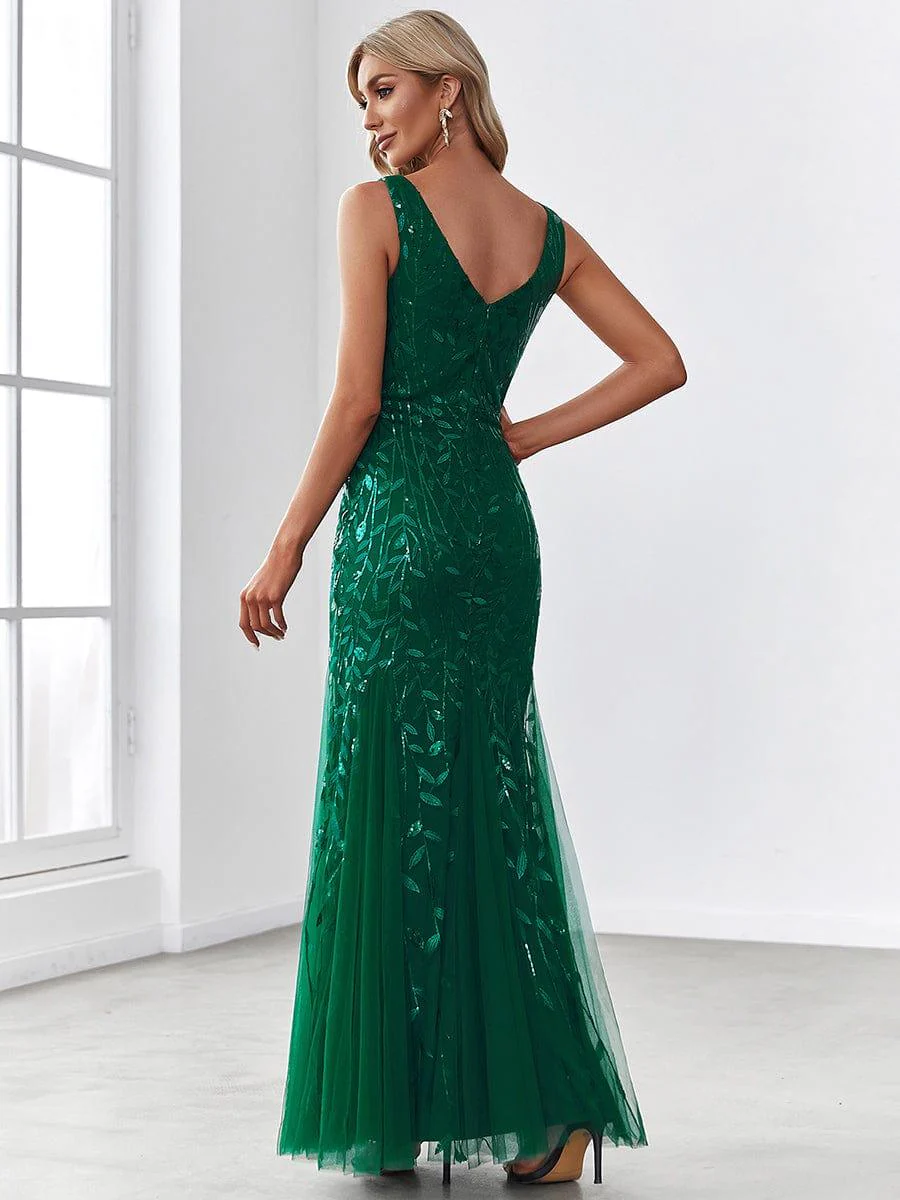 ever ORIEL|Sexy Double V-Neck Mermaid Sequin Evening Maxi Dress for Women - Image 4