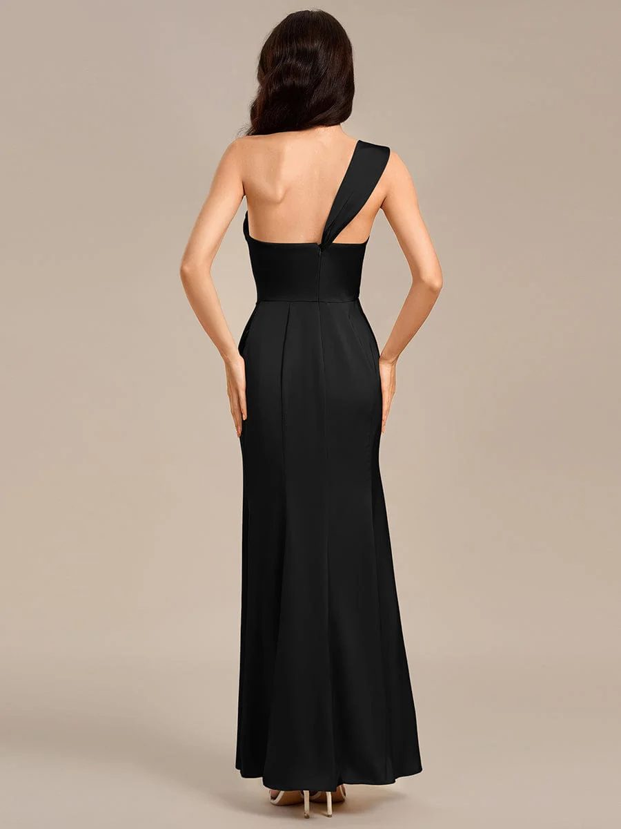 ever TESSARA|Sheath Off the Shoulder High Slit Mermaid Satin Bridesmaid Dress - Image 17