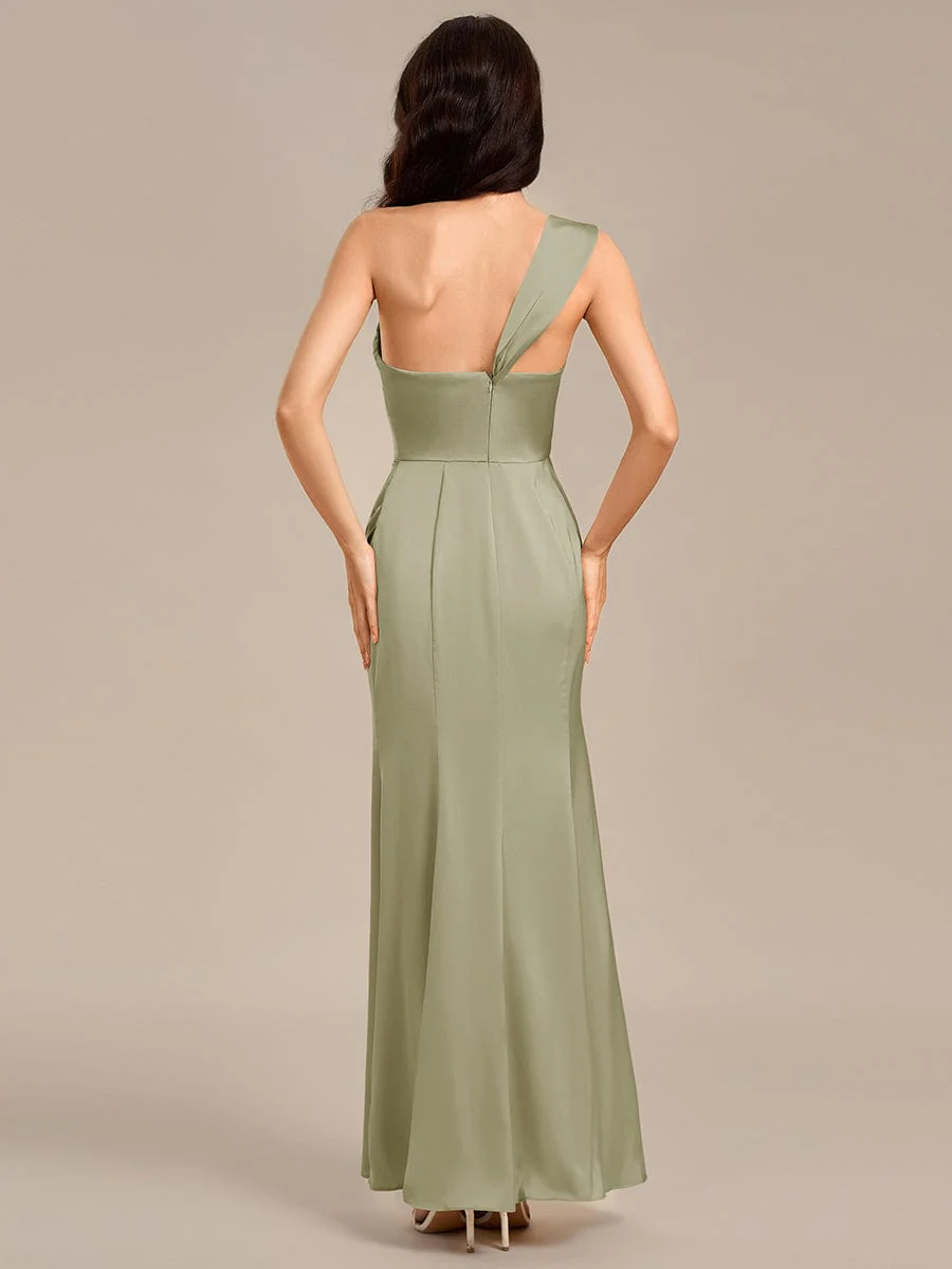 ever TESSARA|Sheath Off the Shoulder High Slit Mermaid Satin Bridesmaid Dress - Image 5