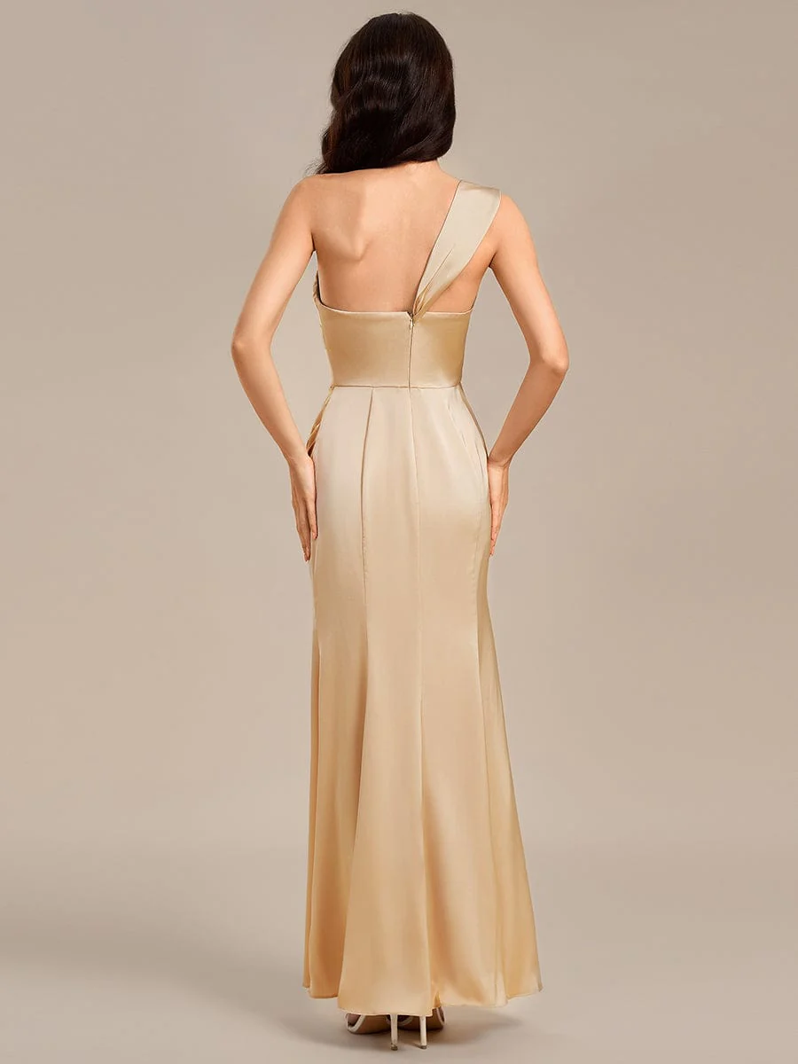 ever TESSARA|Sheath Off the Shoulder High Slit Mermaid Satin Bridesmaid Dress - Image 8
