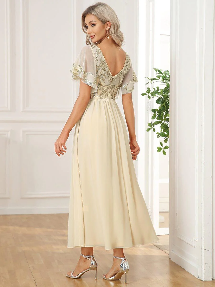 ever HAZEL|Short Sleeve V-Neck Sequin Chiffon A-Line Mother of the Bride Dress - Image 14