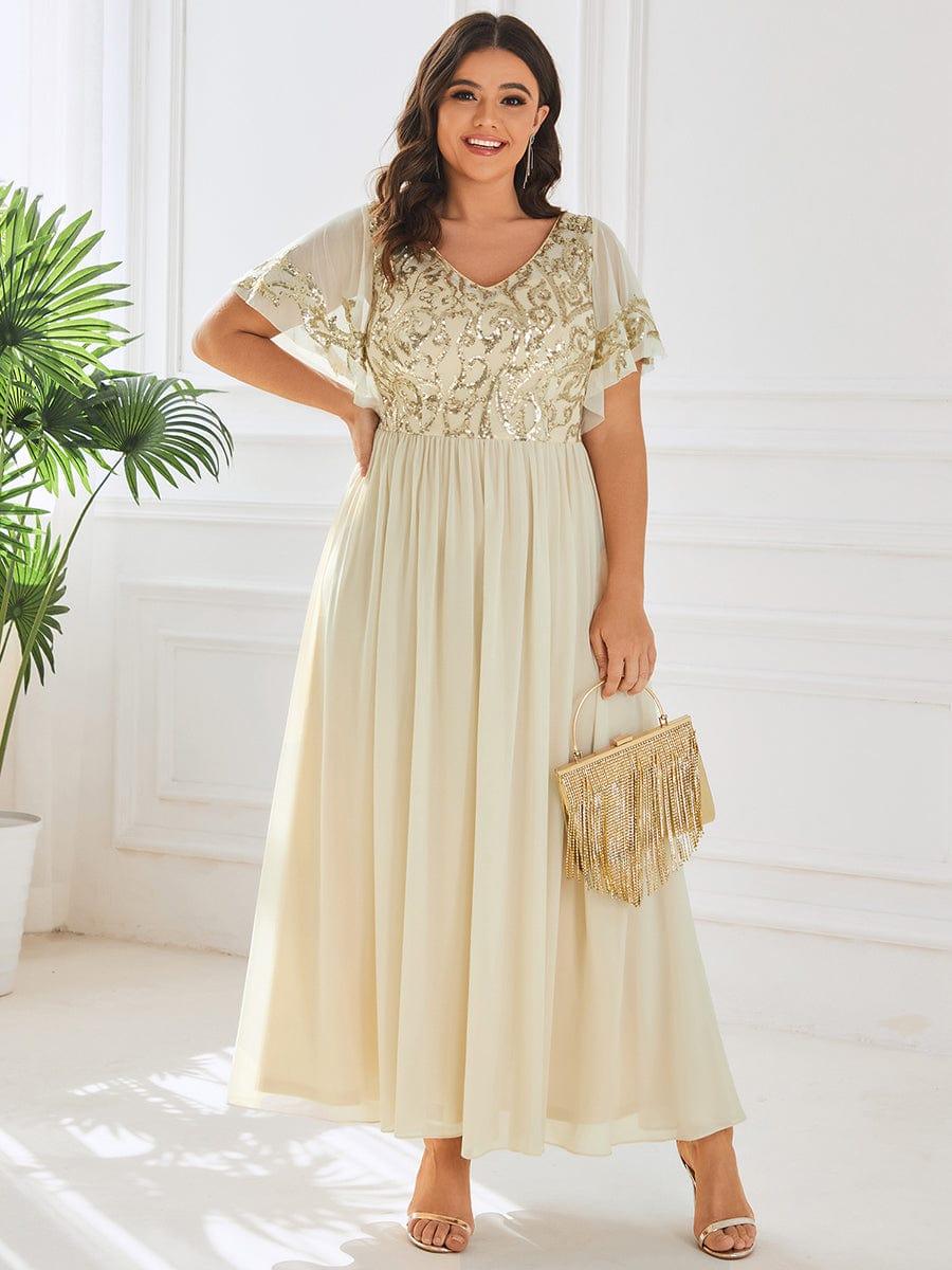 ever HAZEL|Short Sleeve V-Neck Sequin Chiffon A-Line Mother of the Bride Dress - Image 18