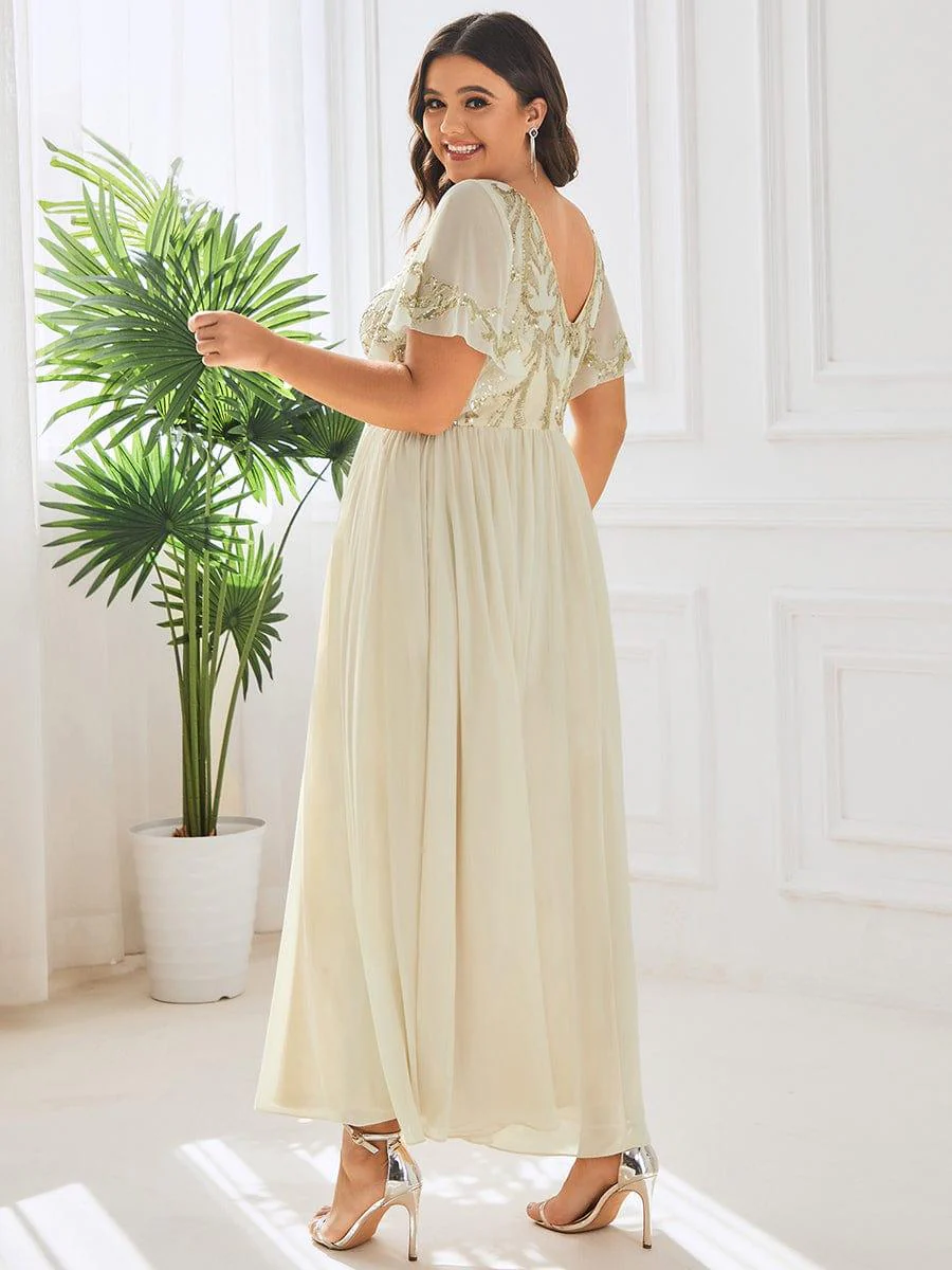 ever HAZEL|Short Sleeve V-Neck Sequin Chiffon A-Line Mother of the Bride Dress - Image 19