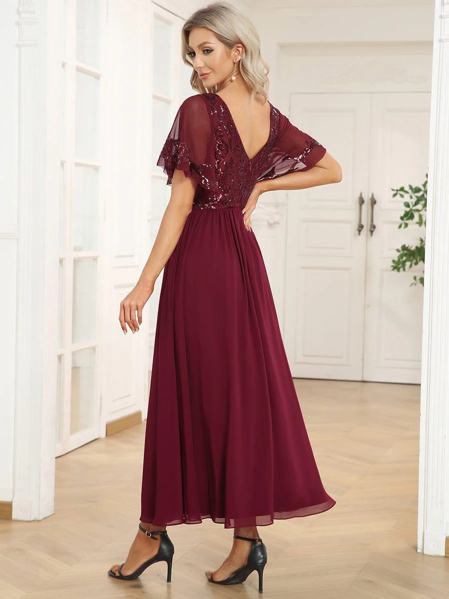 ever HAZEL|Short Sleeve V-Neck Sequin Chiffon A-Line Mother of the Bride Dress - Image 22