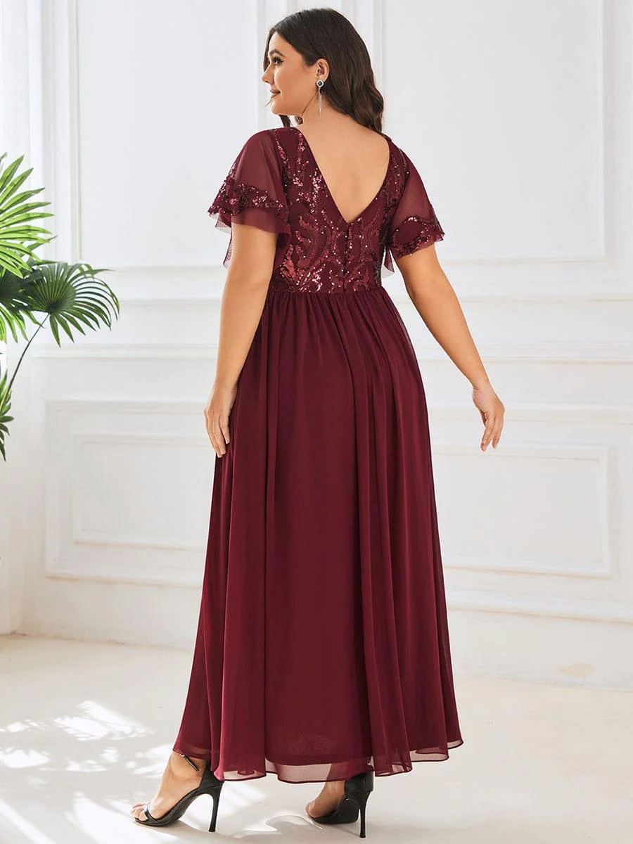 ever HAZEL|Short Sleeve V-Neck Sequin Chiffon A-Line Mother of the Bride Dress - Image 27