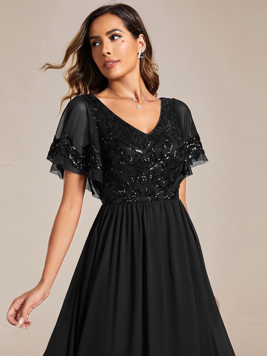 ever HAZEL|Short Sleeve V-Neck Sequin Chiffon A-Line Mother of the Bride Dress - Image 39